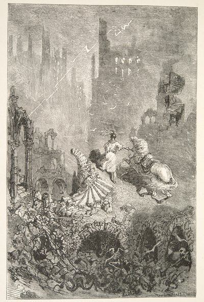 佩勒姆斯城堡的垮台，来自查尔斯亨利汉森的“亚瑟王日的故事”，pub.1898 作者 古斯塔夫·多尔（Gustave Dore）