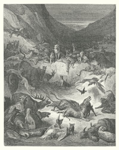 拉封丹的寓言：患瘟疫的动物（雕刻） 作者 古斯塔夫·多尔（Gustave Dore）