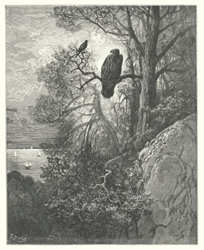 拉封丹寓言：鹰与喜鹊》（雕刻） 作者 古斯塔夫·多尔（Gustave Dore）