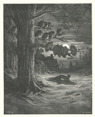 拉封丹寓言狐狸和火鸡》（版画） 作者 古斯塔夫·多尔（Gustave Dore）
