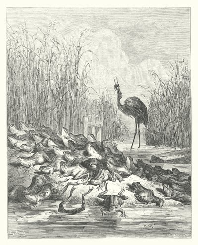 拉封丹寓言：要求称王的青蛙（雕刻） 作者 古斯塔夫·多尔（Gustave Dore）