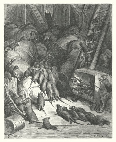 拉封丹寓言：老鼠联盟》（雕刻） 作者 古斯塔夫·多尔（Gustave Dore）