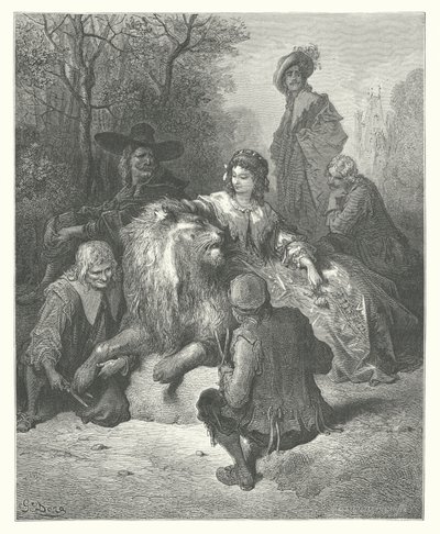 拉封丹寓言：恋爱中的狮子（雕刻） 作者 古斯塔夫·多尔（Gustave Dore）
