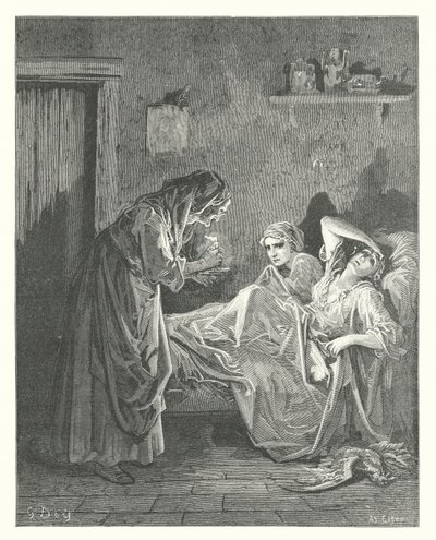 拉封丹寓言老妇人和她的仆人（雕刻） 作者 古斯塔夫·多尔（Gustave Dore）