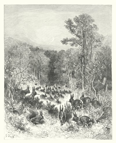 拉封丹寓言：兔子（雕刻） 作者 古斯塔夫·多尔（Gustave Dore）
