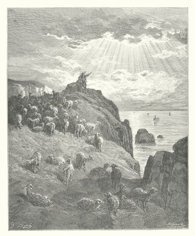 拉封丹寓言：牧羊人与海（版画） 作者 古斯塔夫·多尔（Gustave Dore）