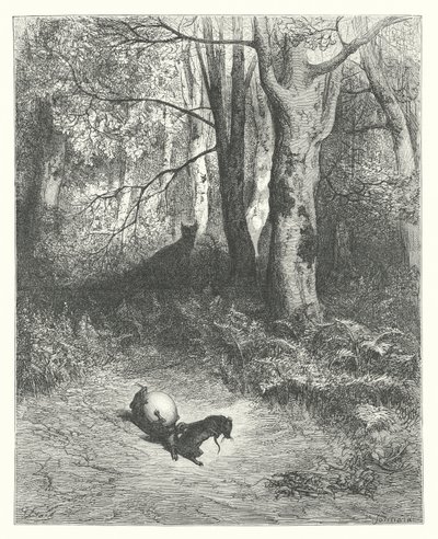 拉封丹寓言：两只老鼠》、《狐狸和蛋》（版画） 作者 古斯塔夫·多尔（Gustave Dore）