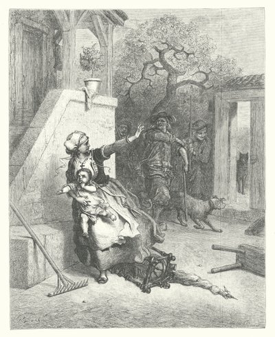 拉封丹寓言：狼、母亲和孩子（版画） 作者 古斯塔夫·多尔（Gustave Dore）