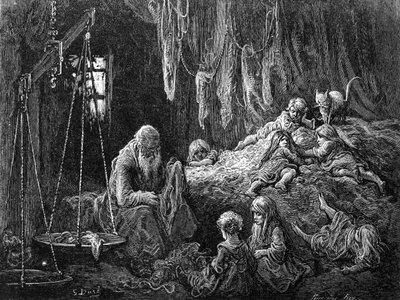 The Rag Merchant&39;s Home  -  Coulston Street  -  Whitechapel，来自Blanchard Jerrold的&39;London：A Pilgrimage&39;，于1872年出版 作者 Gustave Dore