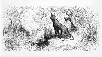 &39;狼与羔羊&39;，来自&39;寓言&39;的插图，来自Jean de La Fontaine（1621-95）1868 作者 古斯塔夫·多尔（Gustave Dore）