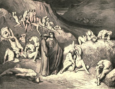 地壳是从下面的薄片中抽出来的，大约在1890年。 作者 Gustave Dore
