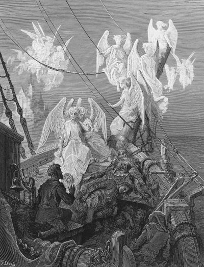 水手们看到天使灵魂乐队，来自ST Coleridge的“The Rime of the Ancient Mariner”，由Harper und Brothers，纽约出版，1876年（木版画） 作者 古斯塔夫·多尔（Gustave Dore）
