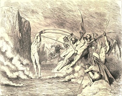 据说，他们用一百多个钩子钩住了他，大约在1890年。 作者 古斯塔夫·多尔（Gustave Dore）