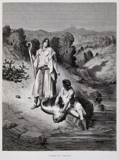 托比亚斯和天使，《多尔圣经》插图 作者 古斯塔夫·多尔（Gustave Dore）