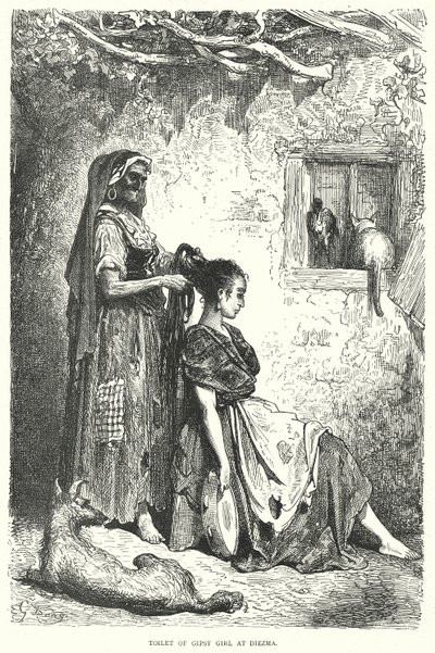 吉普赛女孩在迪耶兹马的厕所（雕刻） 作者 古斯塔夫·多尔（Gustave Dore）