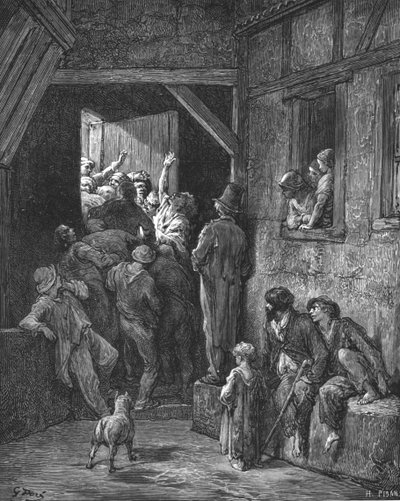 把他赶出去！--拉特克利夫》，1872年。 作者 古斯塔夫·多尔（Gustave Dore）