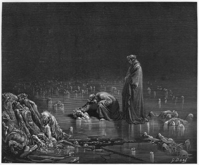 维吉尔（公元前70  -  19年）和但丁，来自“神曲”（Inferno）的插图作者：Dante Alighieri（1265-1321）巴黎，1885年出版 作者 Gustave Dore