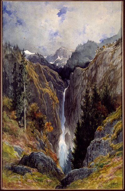 Lys 山谷地狱洞的瀑布。 古斯塔夫·多尔 (1832-1883) 的绘画 作者 古斯塔夫·多尔（Gustave Dore）
