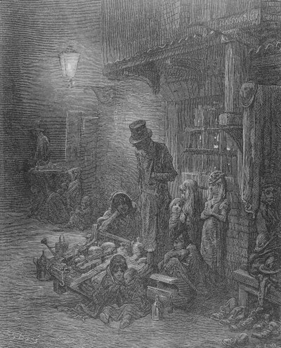 Wentworth Street，Whitechapel，来自&39;London：A Pilgrimage&39;，William Blanchard Jerrold（1826-84），由Heliodore Joseph Pisan（1822-90）镌刻，1872年出版 作者 Gustave Dore