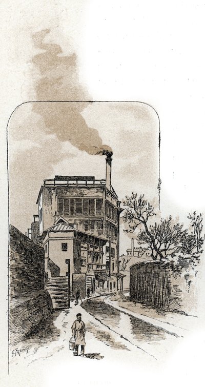 View of the Bievre river in Paris Drawing by Gustave Fraipont (1849-1923) from Saint-Juirs 作者 古斯塔夫·弗赖蓬（Gustave Fraipont）