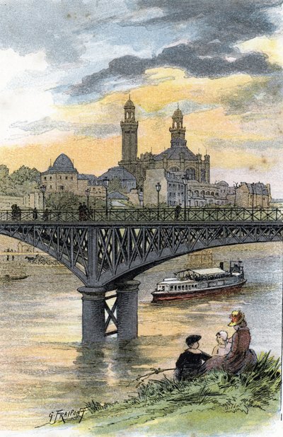View of the footbridge of Passy (now bridge of Bir Hakeim) in Paris Drawing by Gustave Fraipont (1849-1923) from Saint-Juirs   1439108   zh       chinese Successfully Translated  Original: Eva Carrière producing ectoplasm, Paris, 8th May 1912, from Phenome 作者 古斯塔夫·弗赖蓬（Gustave Fraipont）