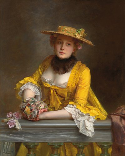 黄色连衣裙 作者 古斯塔夫·雅克（Gustave Jacquet）