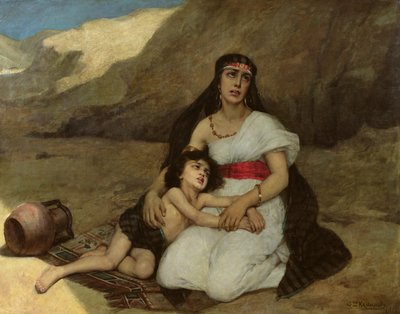 阿拉伯妇女和她的孩子，1877年 作者 古斯塔夫·克拉班斯基（Gustave Krabansky）