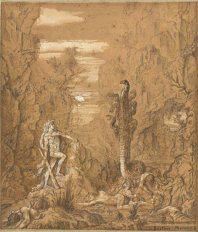 赫拉克勒斯与莱尔纳的九头蛇 作者 古斯塔夫·莫罗（Gustave Moreau）