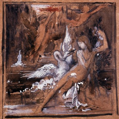 莱达和天鹅。古斯塔夫-莫罗（1826-1898）的绘画作品。 作者 古斯塔夫·莫罗（Gustave Moreau）