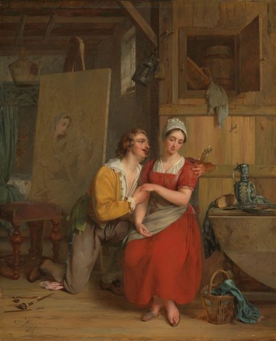 安东尼·凡·戴克 (Anthony van Dyck) 向他的模特求爱 作者 古斯塔夫·瓦珀斯