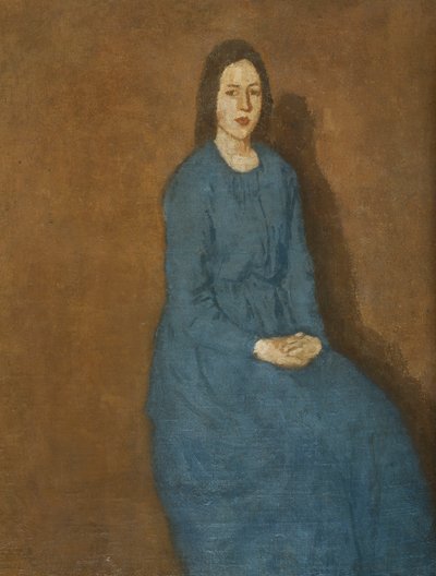 穿蓝色衣服的年轻女子，约1914-15年 作者 格温·约翰