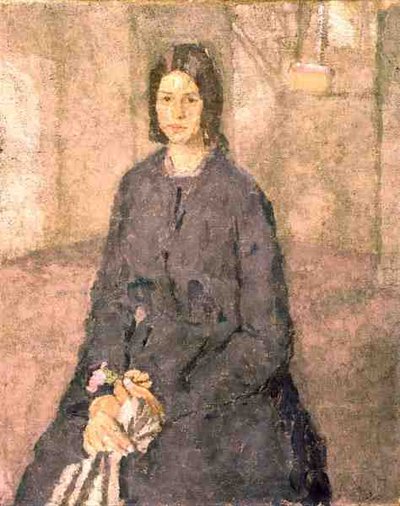 拿着罗斯的女孩，c.1915-25 作者 Gwen John