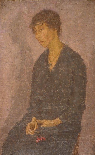 女人拿着一朵花 作者 格温·约翰
