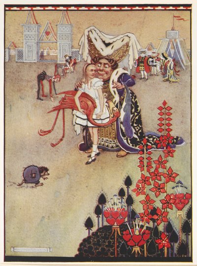爱丽丝和公爵夫人在槌球比赛中 作者 格温妮德·哈德森（Gwynedd M.Hudson）