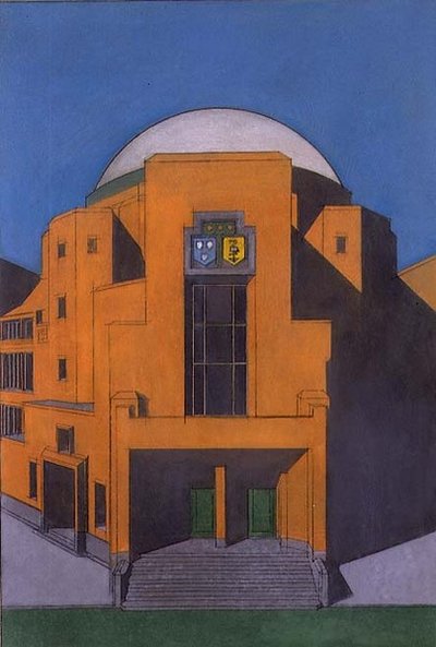 海牙Gemeentemuseum的入口平面图（粉彩）。 作者 惠普Berlage
