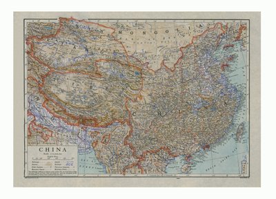 中国地图，约1910年 作者 埃默里沃克有限公司