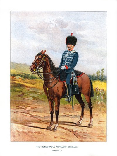 尊贵的炮兵连骑兵，大约1890年。 作者 班尼特