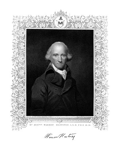 Warren Hastings，19世纪在印度的英语管理员。 作者 鲁宾逊