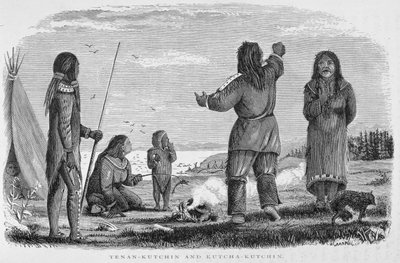 Tenan-Kutchin和Kutcha-Kutchin，来自&39;Alaska and its Resources&39;，由William H. Dall，由John Andrew，酒吧雕刻。 1870 作者 硬件，艾略特