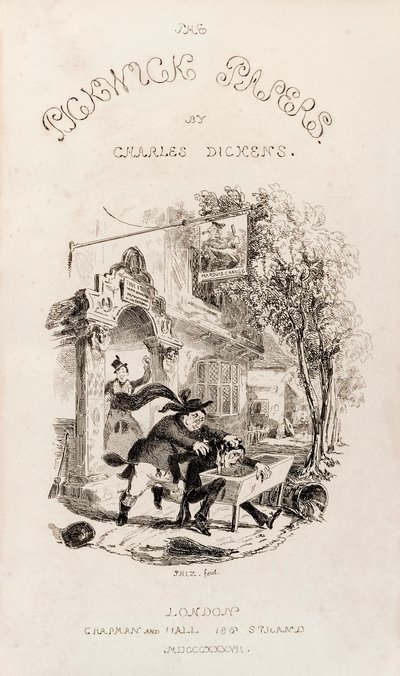 匹克威克俱乐部遗稿》的扉页，1837年以书籍形式出版。 作者 Hablot骑士布朗