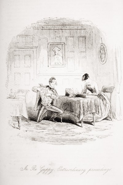 在Re Guppy。特别会议记录，查尔斯·狄更斯（1812-70）于1853年出版的“荒凉之家”插图 作者 Hablot骑士布朗