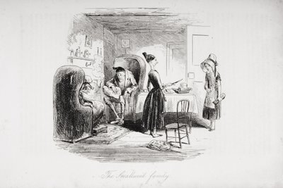 The Smallweed家族，查尔斯·狄更斯（1812-70）的“荒凉之家”插图于1853年出版 作者 Hablot骑士布朗