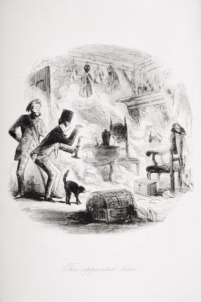 指定时间，查尔斯·狄更斯（1812-70）的“荒凉之家”插图发表于1853年（版画） 作者 Hablot骑士布朗