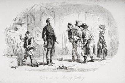 射击馆的参观者，查尔斯·狄更斯（1812-70）的“荒凉之家”的插图于1853年出版 作者 Hablot骑士布朗