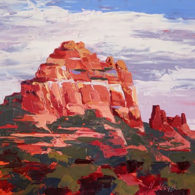 骆驼岩，午后，塞多纳，约 2022 年（油画板） 作者 哈德利·兰普顿