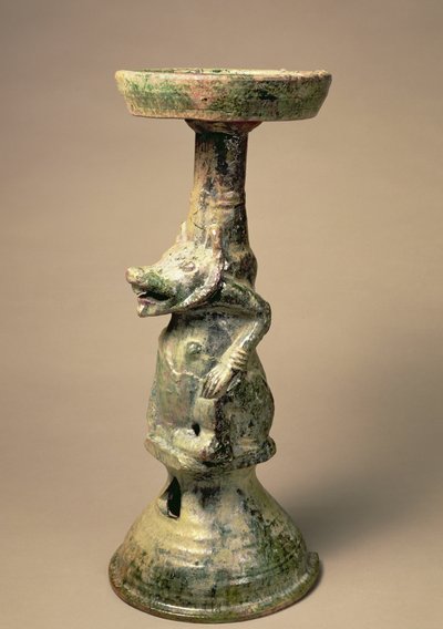 早期中国陶器灯，墓葬，汉代，公元25-220（陶瓷） 作者 Han Dynasty Chinese School