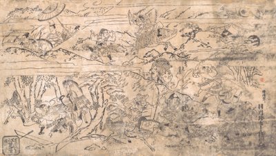 战斗场景，17世纪末至18世纪初。 作者 羽川钦长