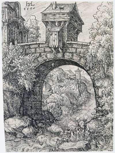 带桥景观，1550年 作者 汉斯·塞巴尔德·劳滕萨克
