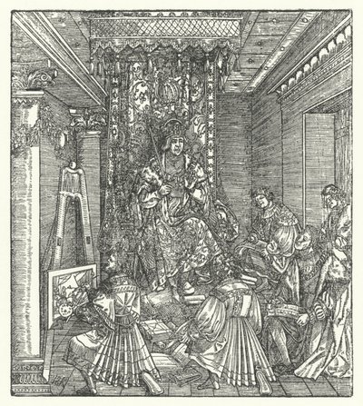 王子与宣扬他荣耀的人在一起（雕刻）。 作者 汉斯（后）布格克迈尔