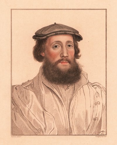 一个无名男子的肖像，亨利八世国王的宫廷，c。 1532.,1812（雕刻） 作者 Hans (after) Holbein the Younger